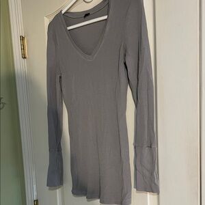 bobi Charcoal Long Sleeve V-Neck Top